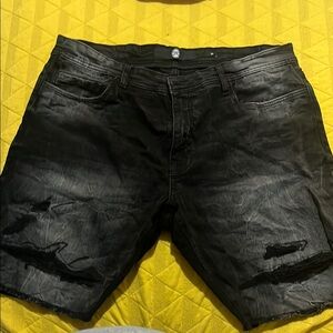 Jordan Craig Black Distressed Jean Shorts